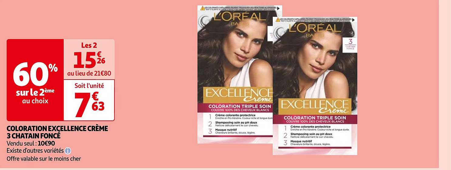 coloration excellence crème 3 chatain foncé