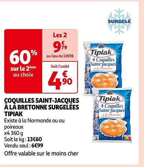 coquilles saint-jacques à la bretonne surgelées tipiak