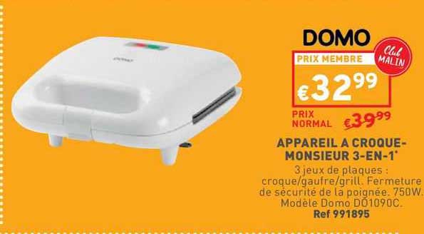 domo appareil a croque-monsieur 3-en-1