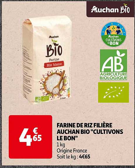 farine de riz filière auchan bio "cultivons le bon"