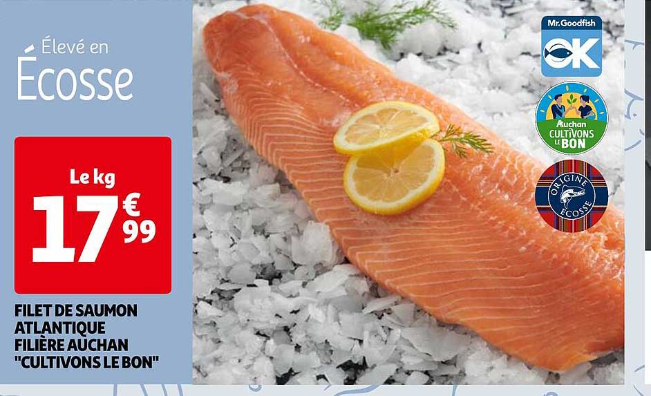 filet de saumon atlantique filière auchan "cultivons le bon"