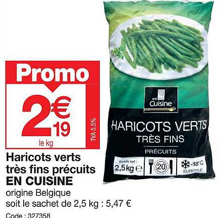 haricots verts très fins précuits en cuisine