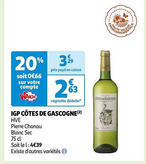 igp côtes de gascogne hve pierre chanau blanc sec