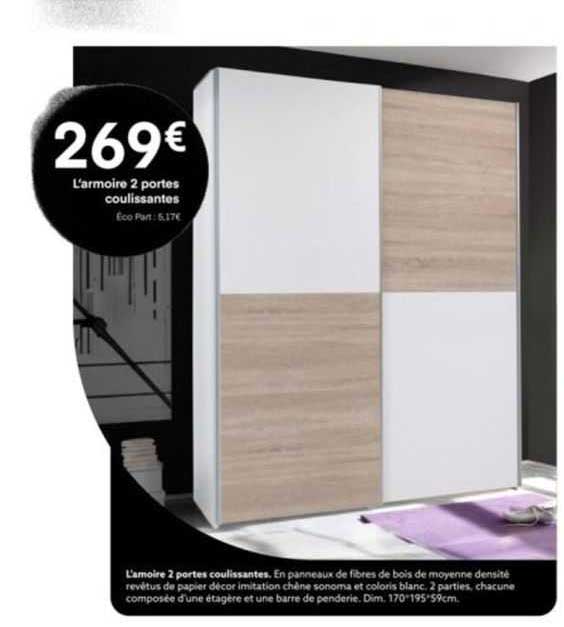 l'armoire 2 portes coulissantes