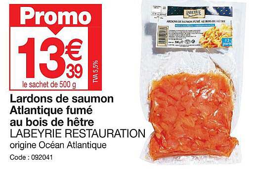 Lardons De Saumon Atlantique Fumé Au Bois De Hêtre Labeyrie Resturation