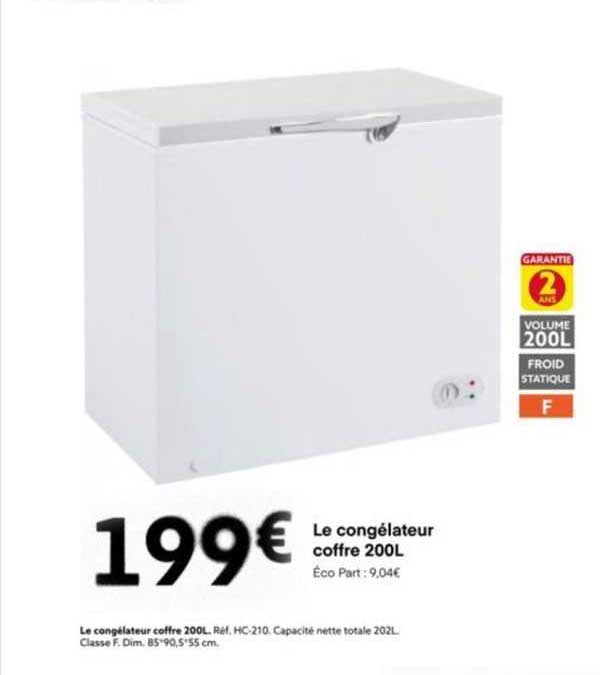 le congélateur coffre 200l