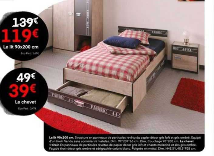 le lit 90x200 cm le chevet