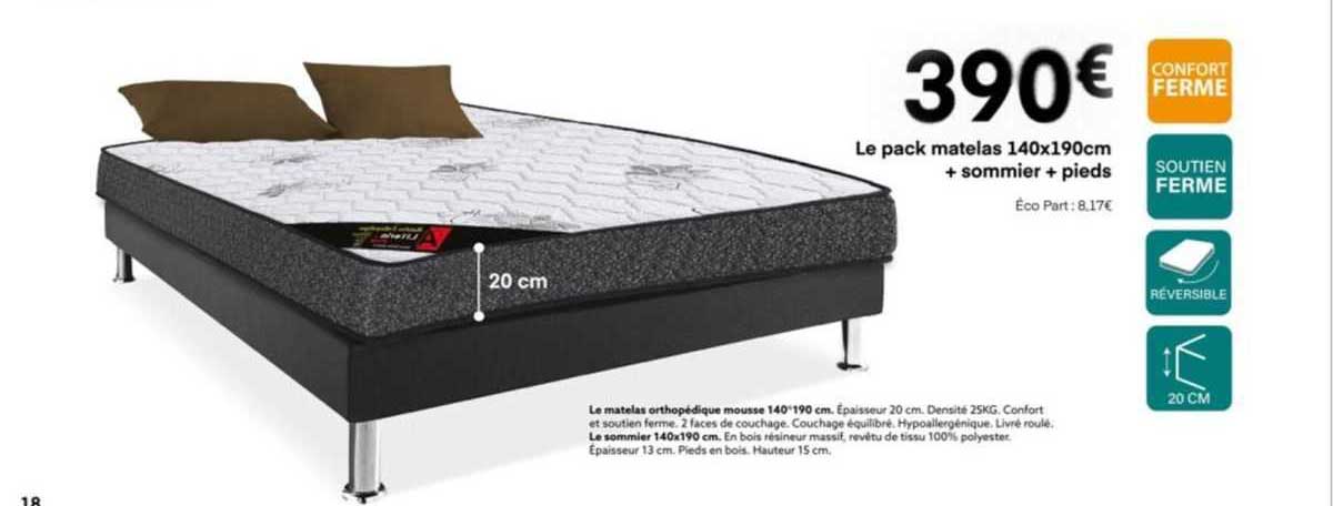 le matelas orthopédique mousse 140x190cm le sommier 140x190 cm