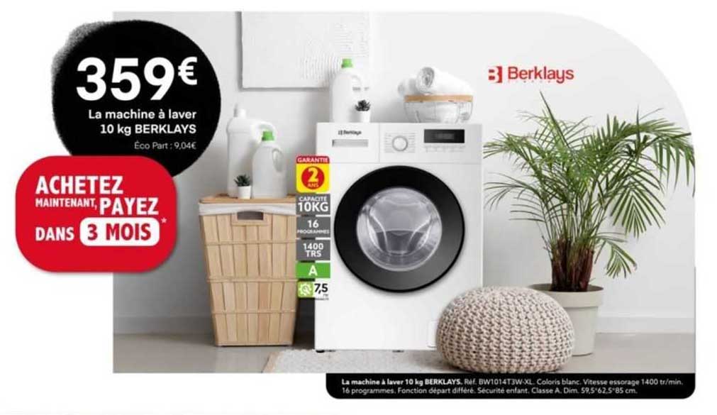 machine à laver 10kg berklays