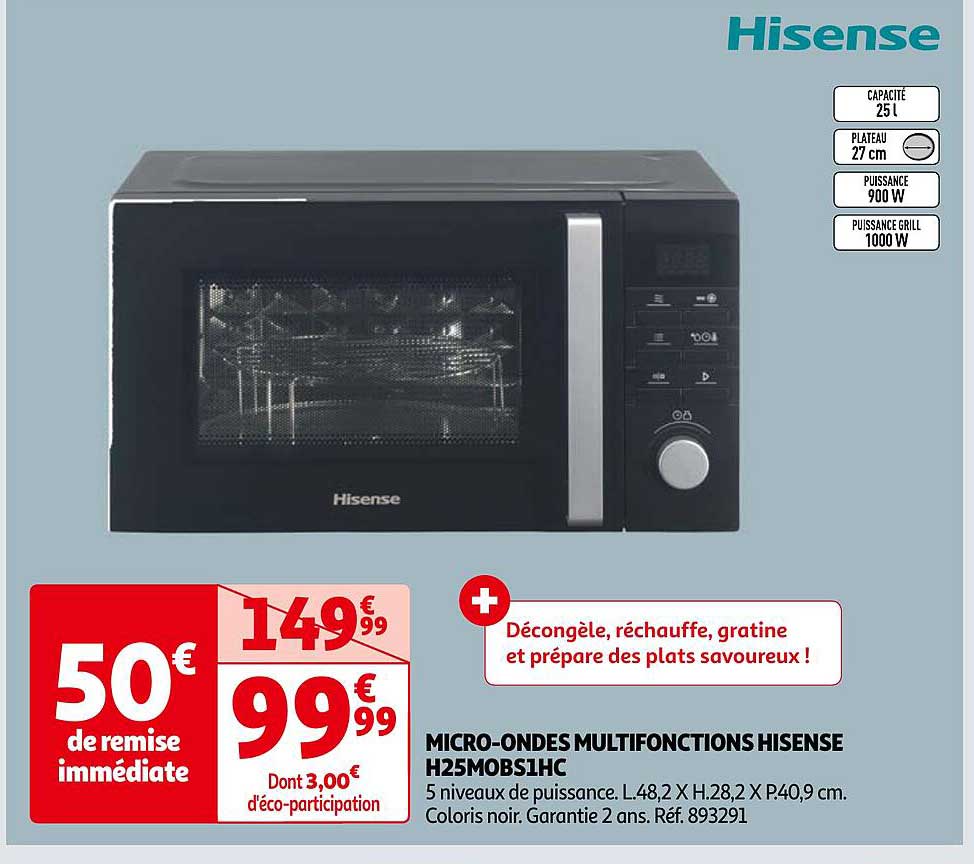 micro-ondes multifonctions hisense h25mobs1hc