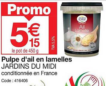 pulpe d'ail en lamelles jardins du midi