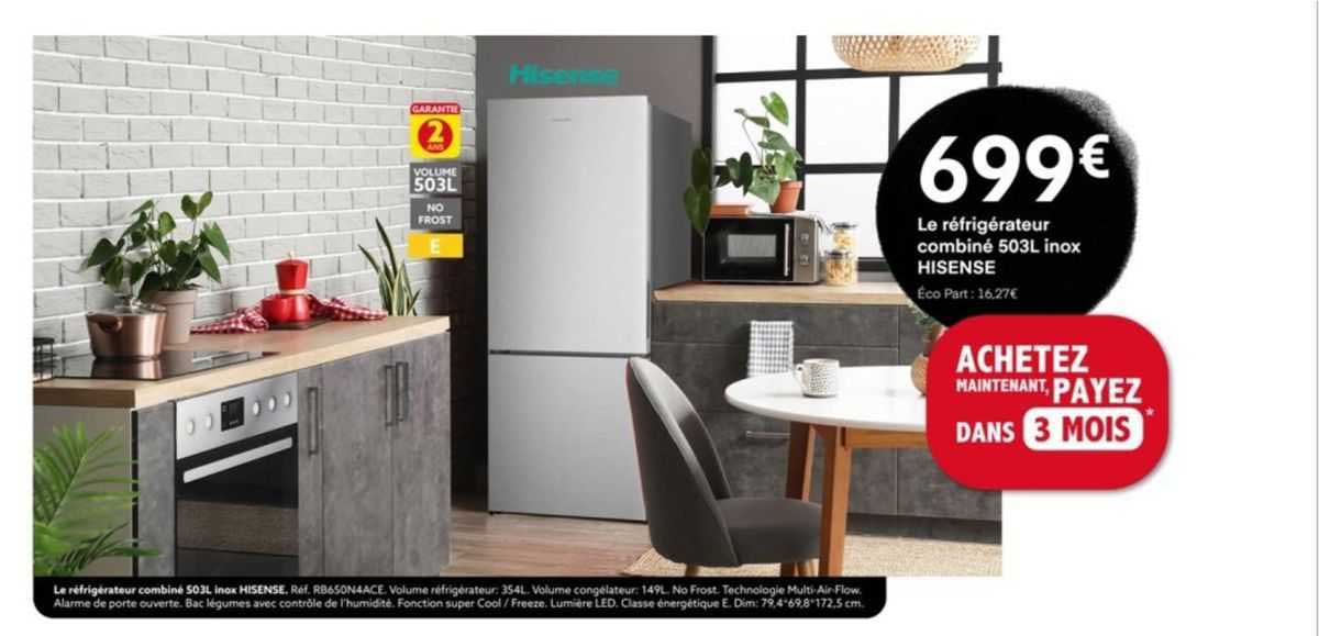 Réfrigérateur Combiné 503l Inox Hisense