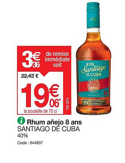 rhum añejo 8 ans santiago de cuba