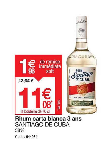 rhum carta blanca 3 ans santiago de cuba