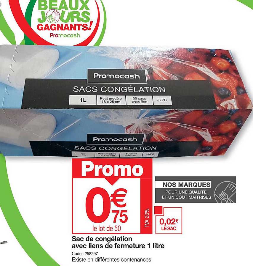 sac de congélation avec liens de fermeture 1 litre