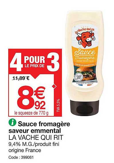 sauce fromagère saveur emmental la vache qui rit