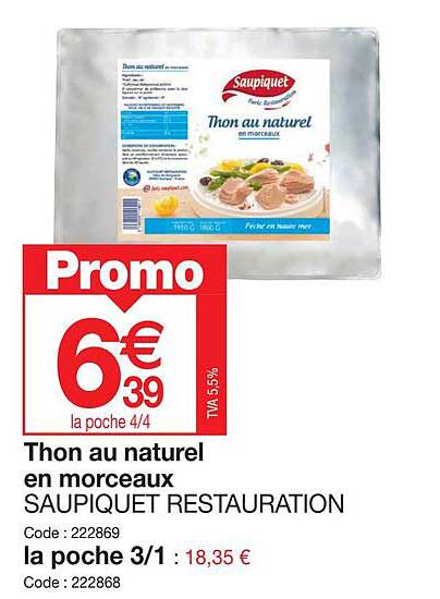 Thon Au Naturel En Morceaux Saupiquet Restauration