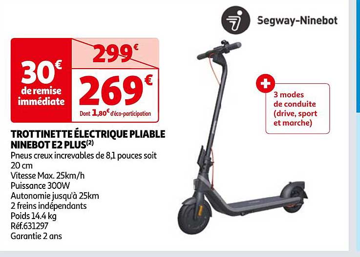 trottinette électrique pliable ninebot e2 plus segway-ninebot