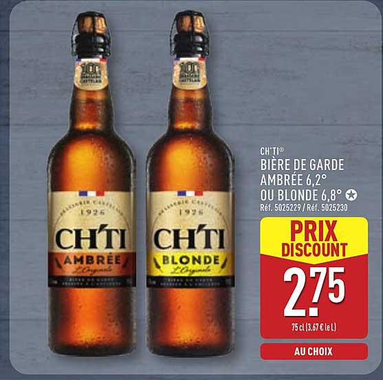 CH'TI BIÈRE DE GARDE AMBRÉE 6,2° OU BLONDE 6,8°