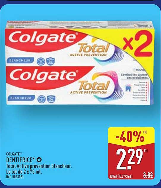 Colgate Dentifrice Total Active prevention blanchueur