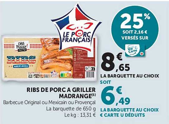 Côté Plaisir Ribs de porc à griller