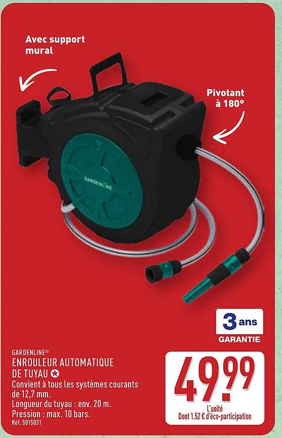 GARDENLINE Enrouleur automatique de tuyau