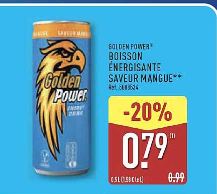 Golden Power Boisson énergisante saveur mangue