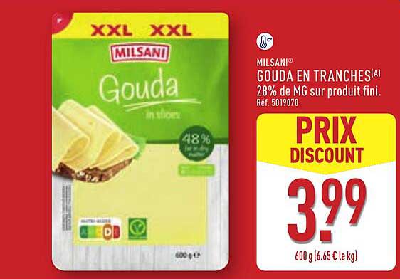 Milsani Gouda en tranches
