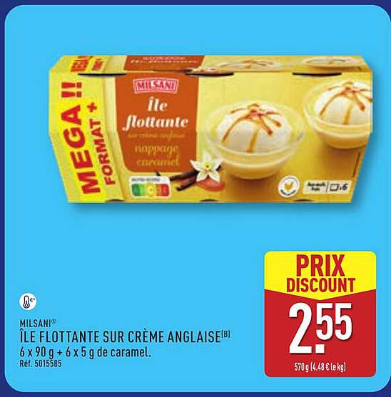 Milsani Île flottante sur crème anglaise