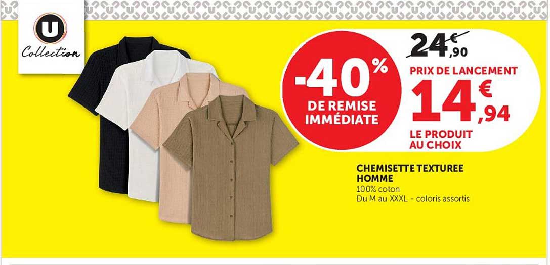 U Collection Chemisette texturée homme