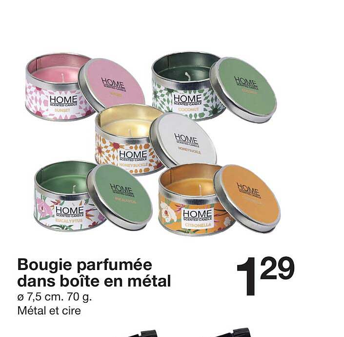 bougie parfumée dans boîte en métal