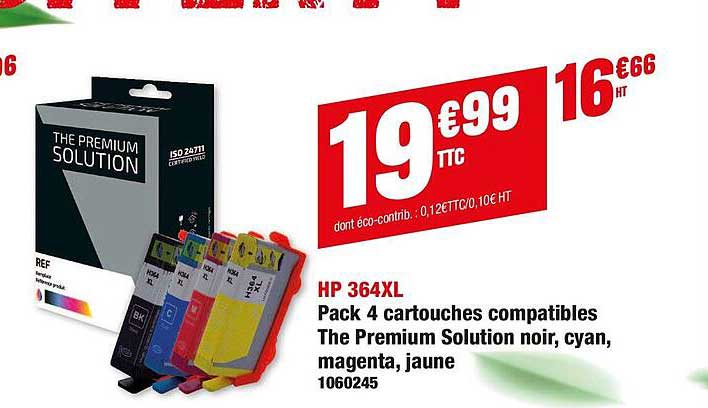 pack 4 cartouches compatibles the premium solution noir, cyan, magenta, jaune