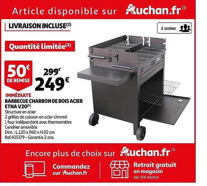 barbecue charbon de bois acier etna v20