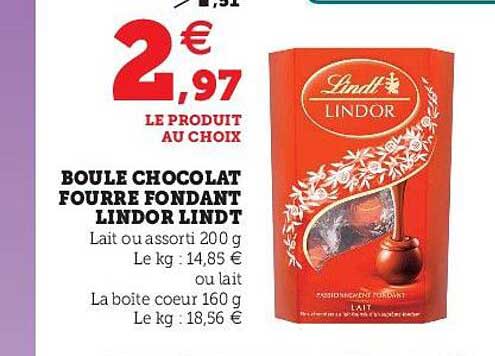 Boule Chocolat Fourré Fondant Lindor Lindt