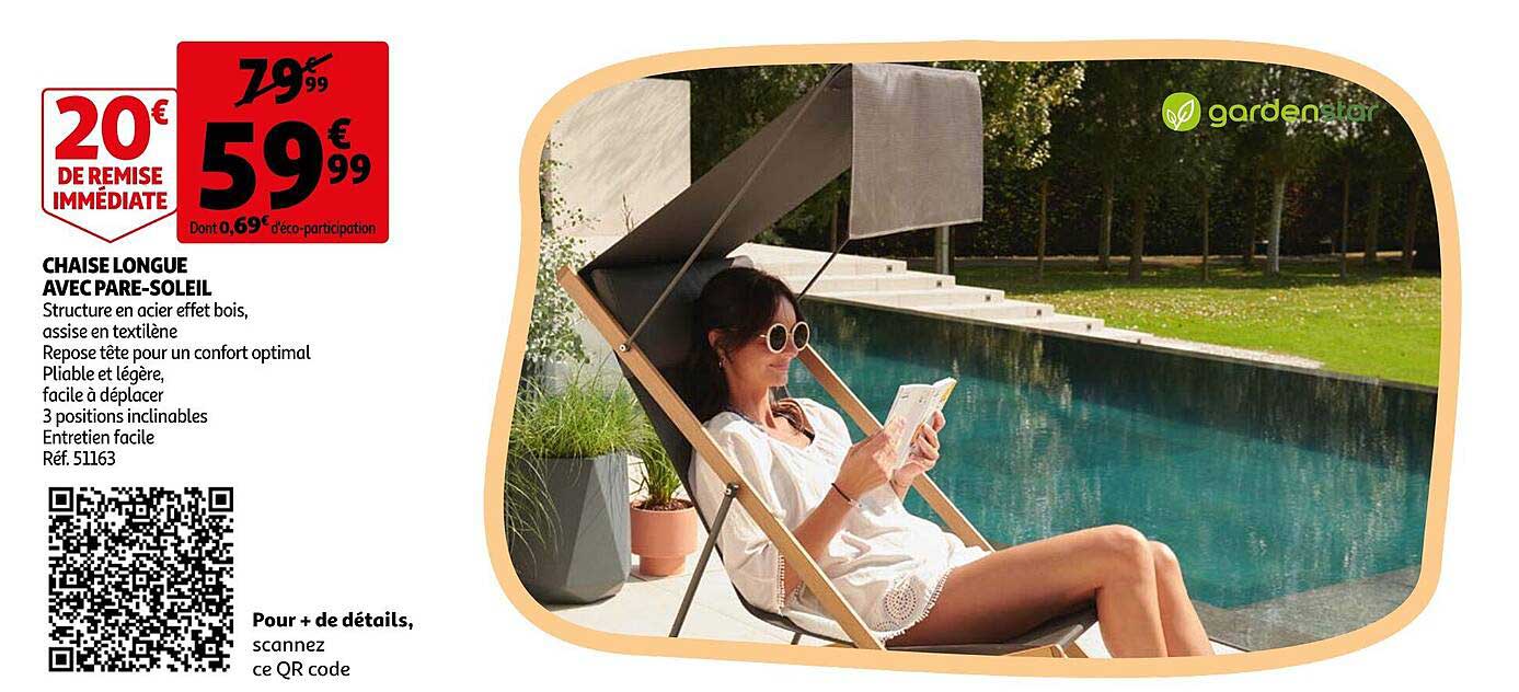 chaise longue avec pare-soleil