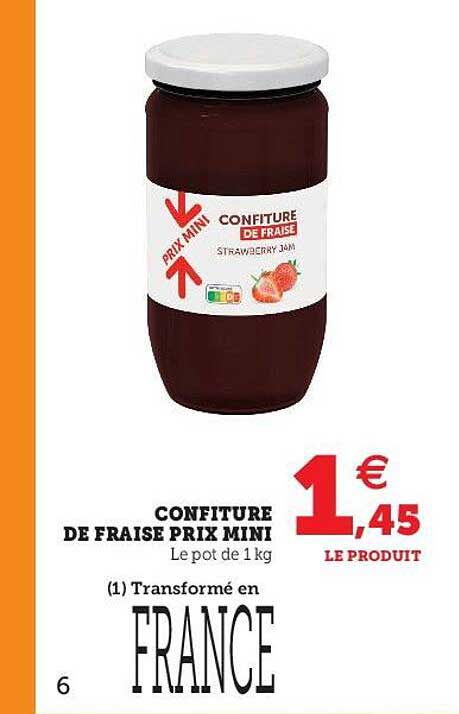 confiture de fraise prix mini