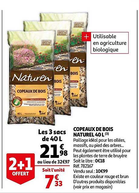 Copeaux De Bois Naturel 40 L