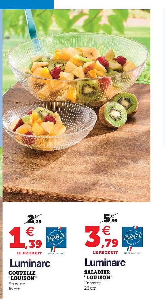 coupelle "louison", saladier "louison" luminarc