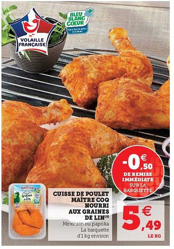cuisse de poulet maître coq nourri aux graines de lin