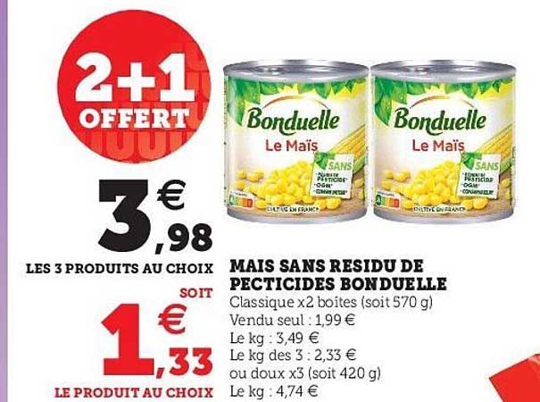 maïs sans résidu de pesticides bonduelle