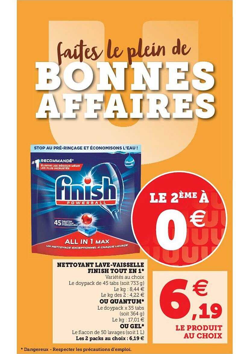 nettoyant lave-vaisselle finish tout en 1 ou quantum ou gel
