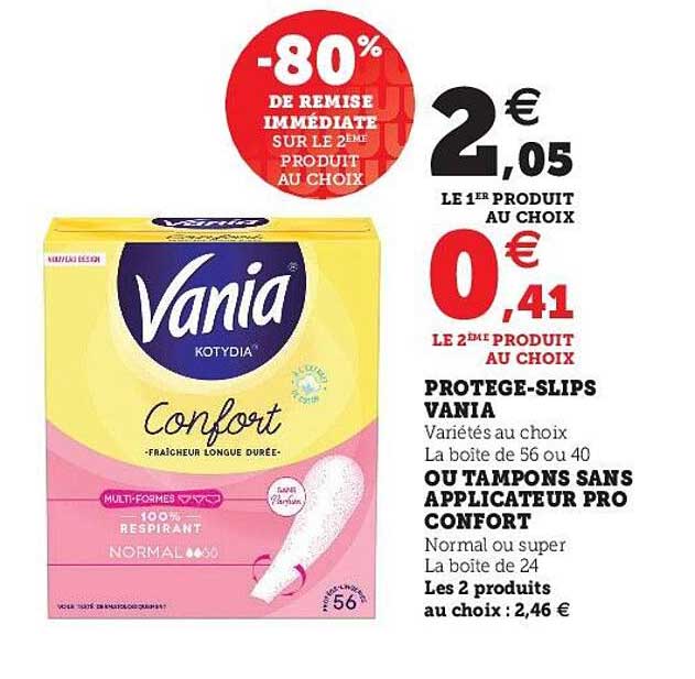 Protège-slips Vania Ou Tampons Sans Applicateur Pro Confort