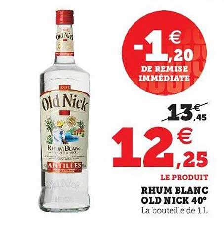 rhum blanc old nick 40°