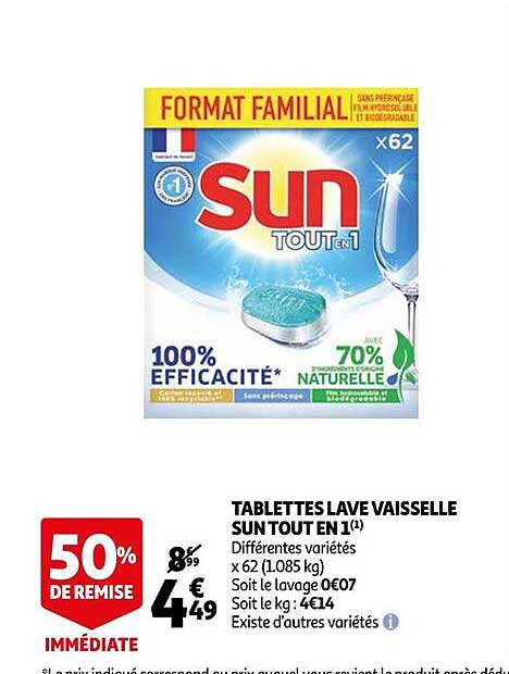 tablettes lave vaisselle sun tout en 1
