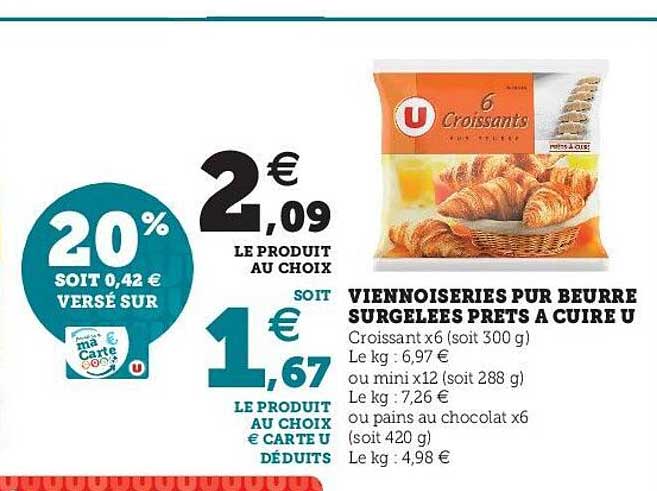 viennoiseries pur beurre surgelées prêts à cuire u
