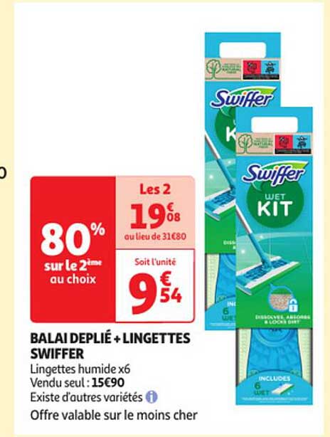 Balai Deplié + Lingettes Swiffer