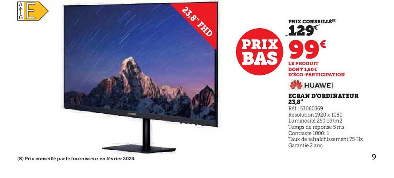 écran d'ordinateur 23,8" huawei