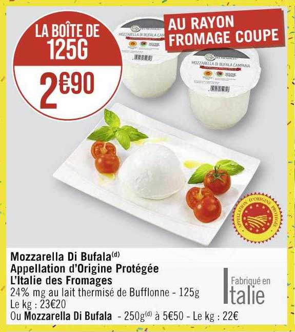 mozzarella di bufala appellation d'origine protégée l'italie des fromages