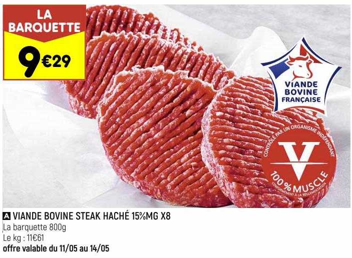 Viande Bovine Steak Haché 15% Mg X 8