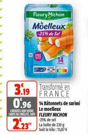 14 bâtonnets de surimi le moelleux fleury michon